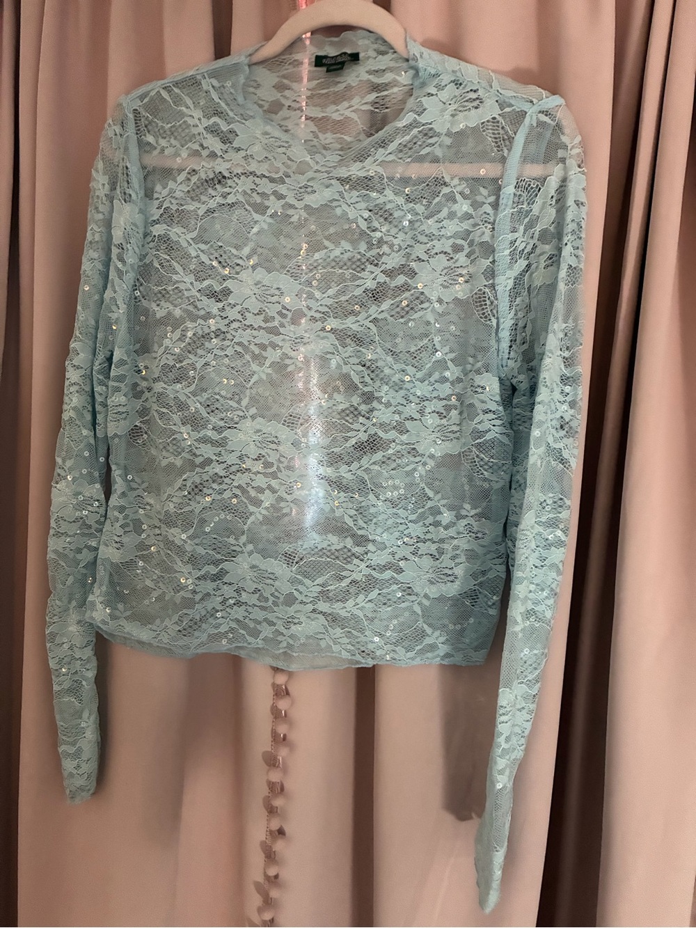 Sheer Sequin Lacy Long Sleeve